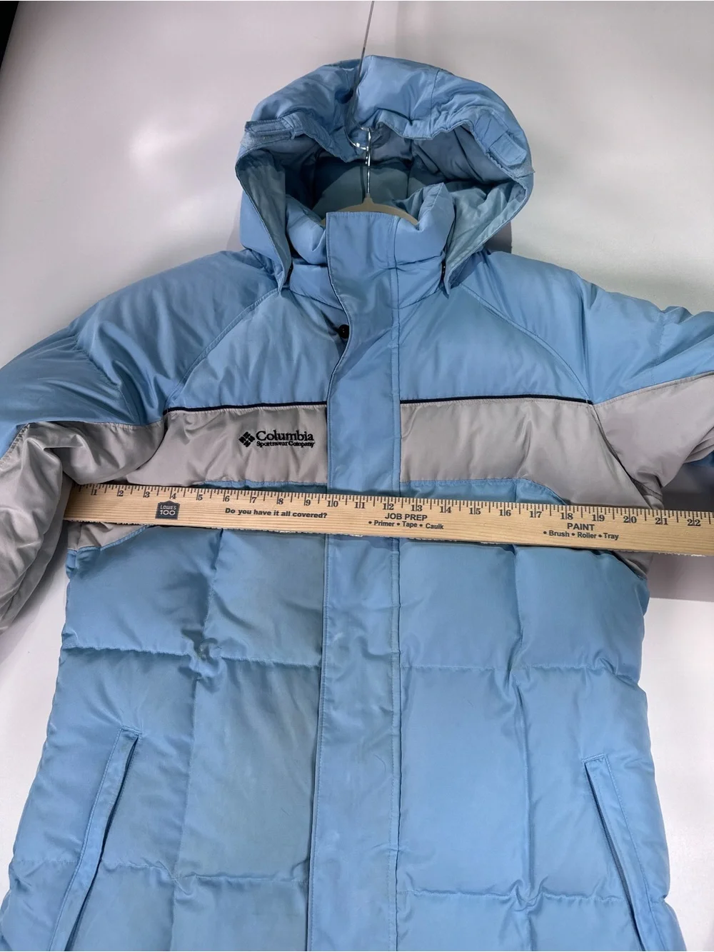 Columbia Down Insulated Colorblock Puffer Jacket Light Blue Youth XL